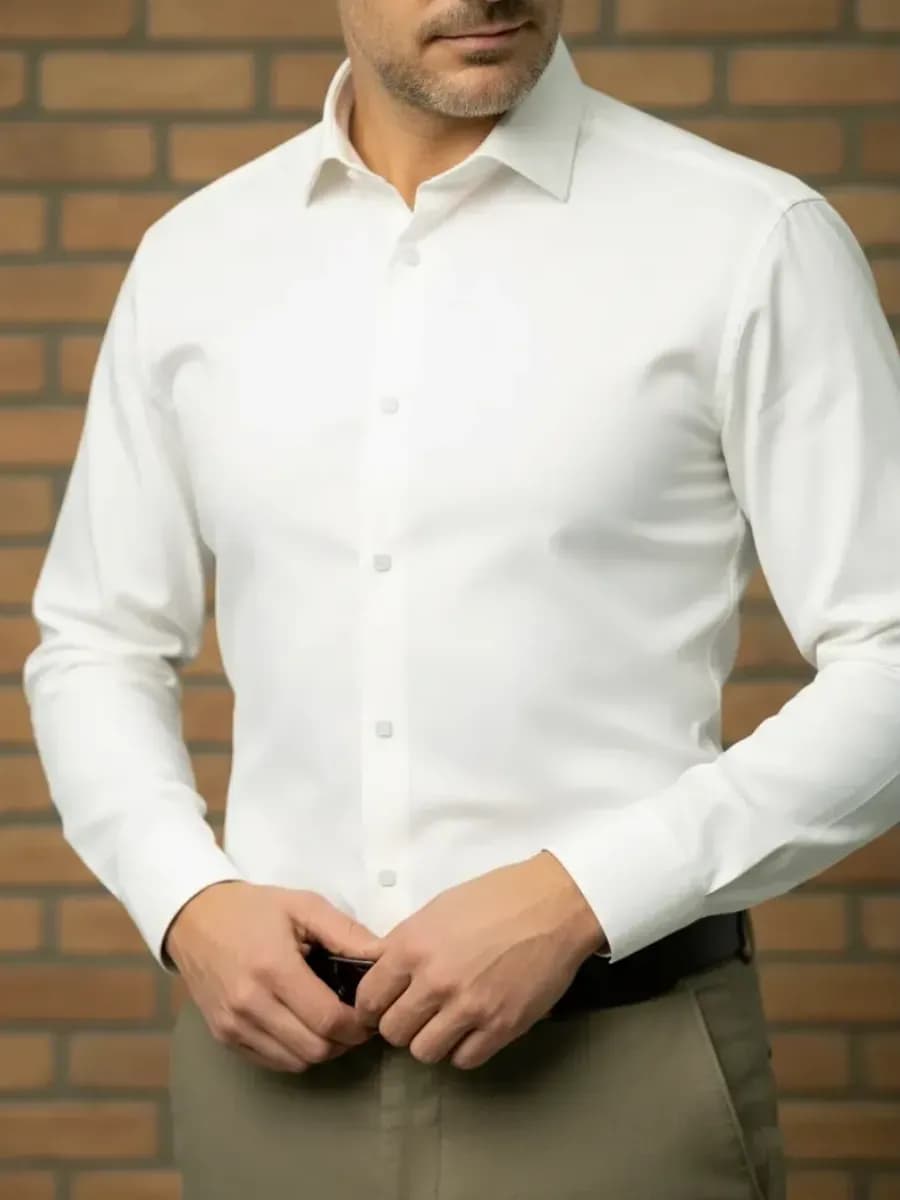 Рубашка на кнопках Slim Fit Классическая с длинным рукавом - фото 1