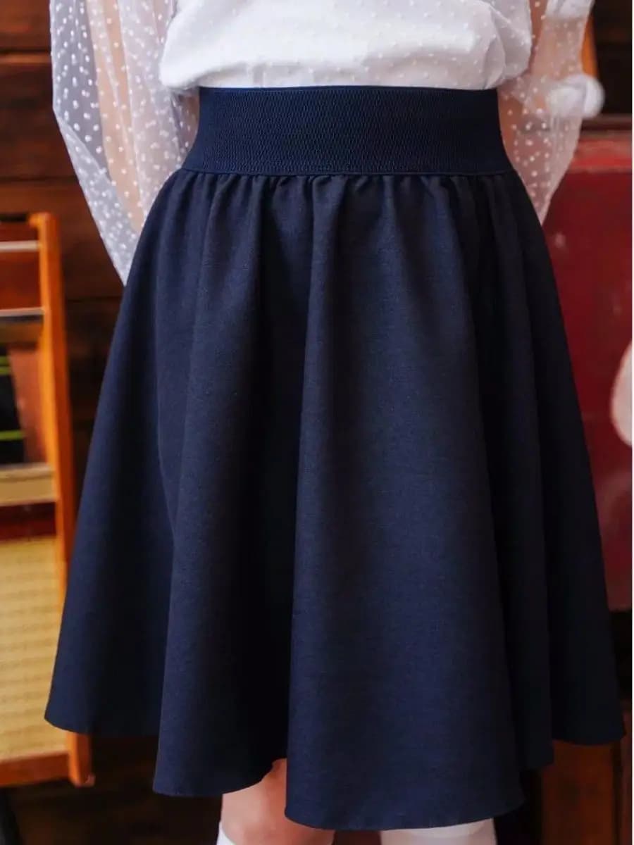 Школьная юбка для девочки на резинке синяя