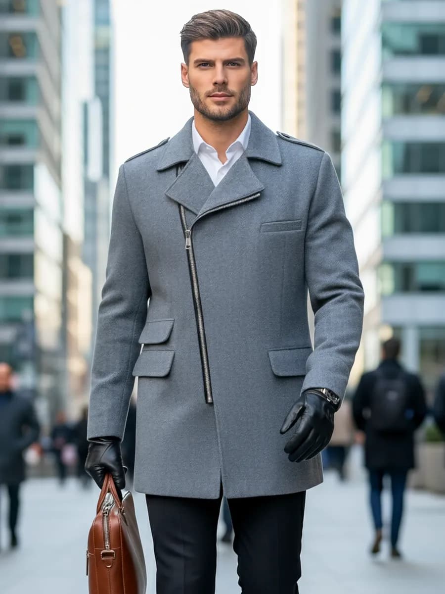 Пальто полупальто на молнии демисезонное кэжуал - фото 1