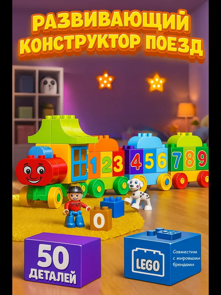 Конструктор для малышей Поезд с цифрами