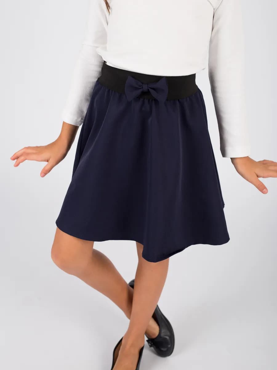 Школьная синяя юбка на резинке - фото 1
