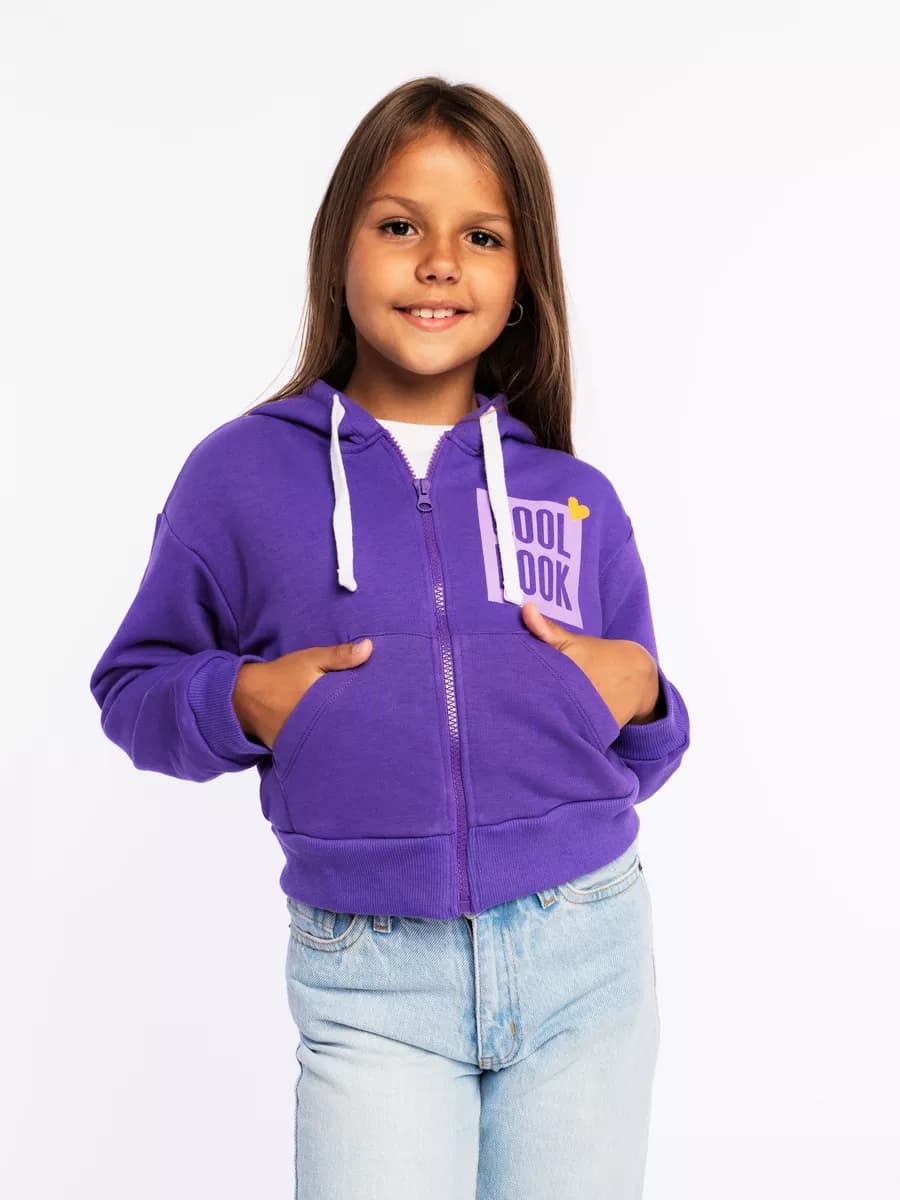 Укороченная олимпийка худи для девочек на молнии