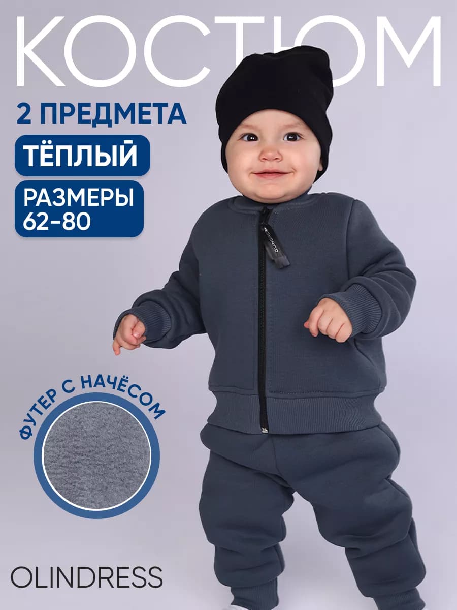Костюм для новорожденных утепленный бомбер и штанишки