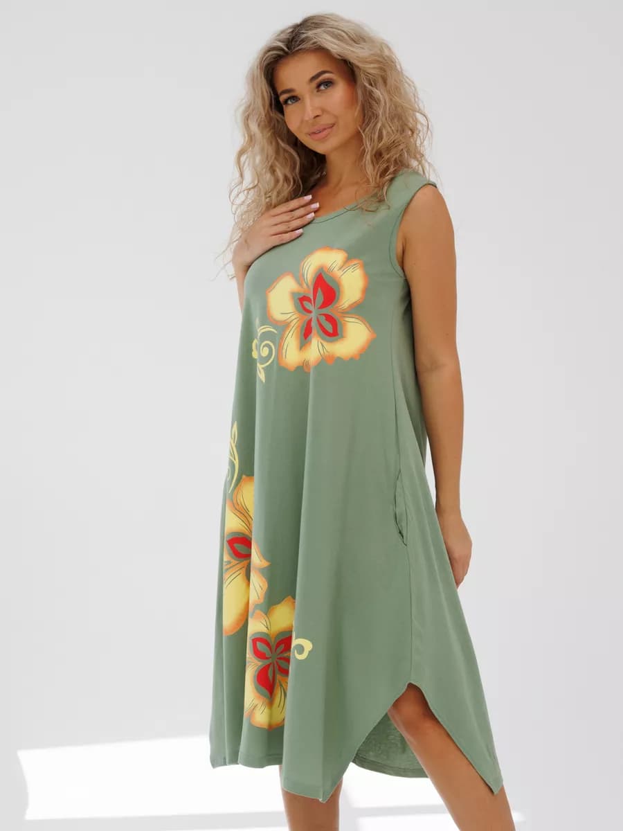 Сарафан домашний больших размеров пляжный летний платье