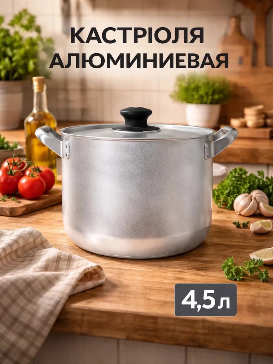 Кастрюля 4.5 л металлическая крышка