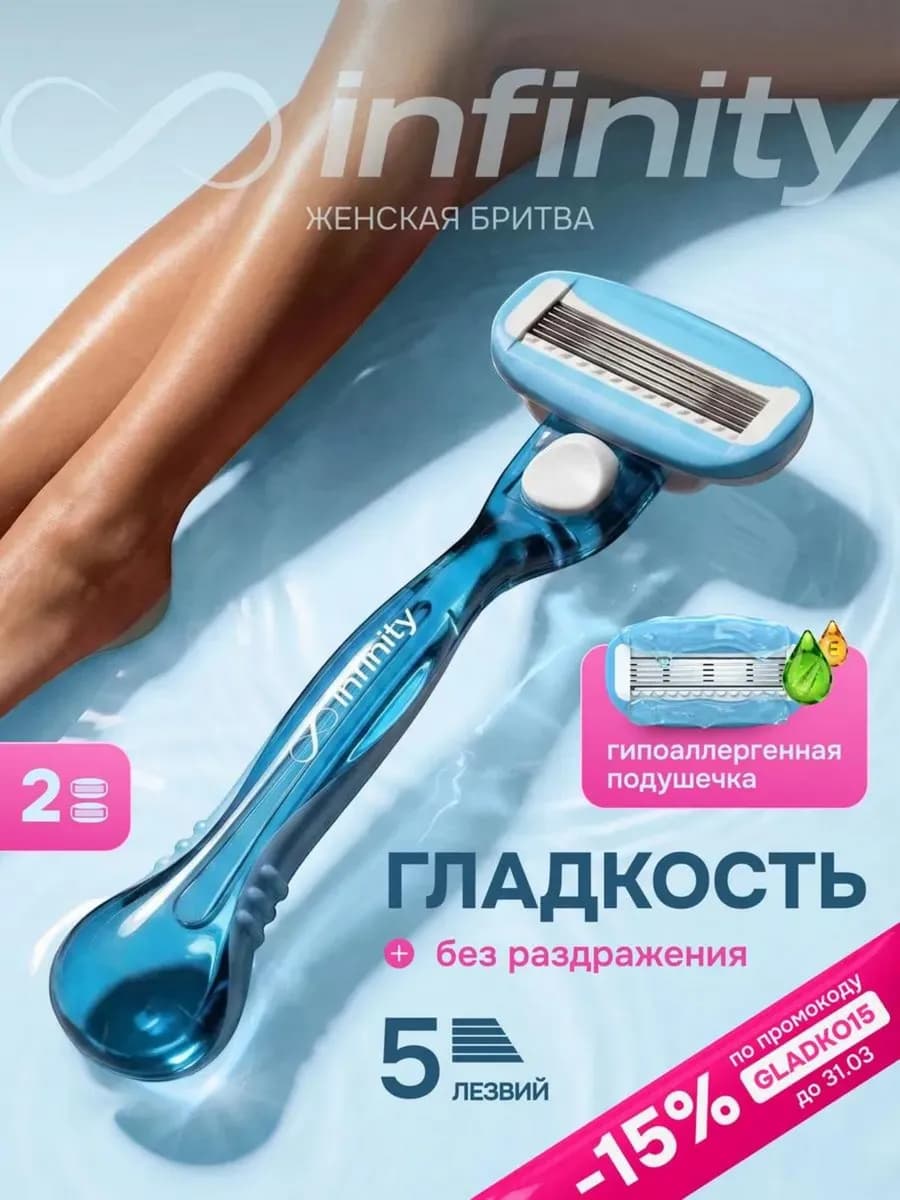 Бритва женская станок для бритья с 2 кассетами ComfortGlide