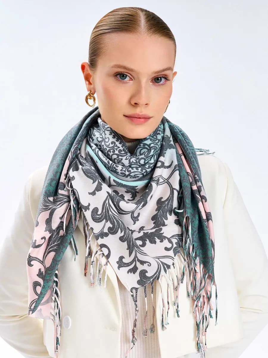 Платок на голову и шею кашемировый двухсторонний