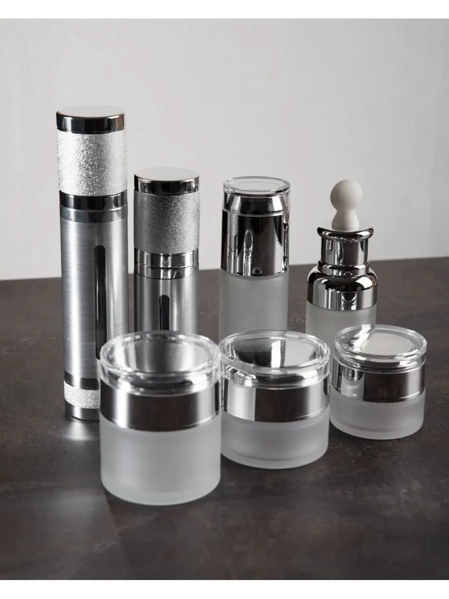 Набор флаконов для косметики LADY BOSS серебро 7 штук