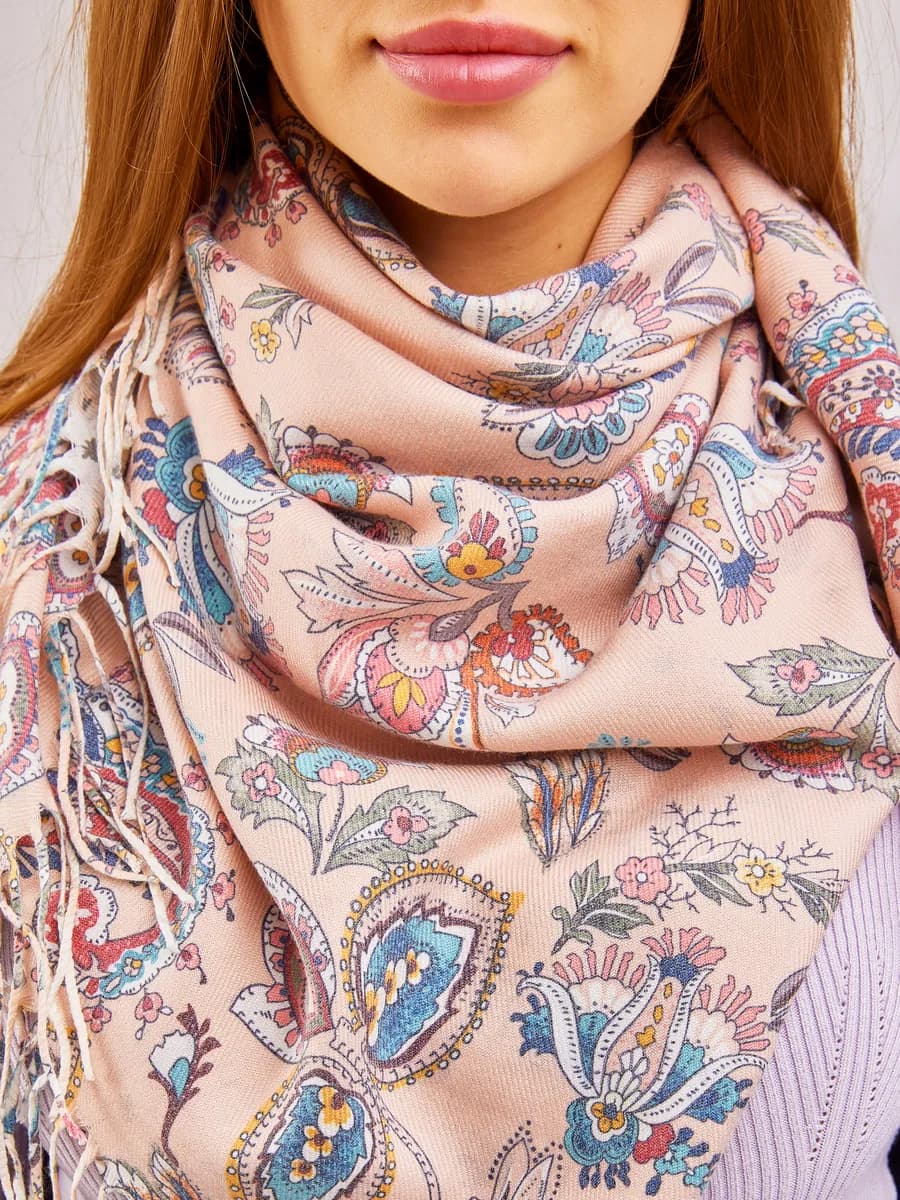 Платок на голову и шею кашемировый двухсторонний