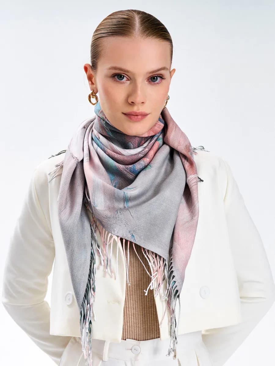 Платок на голову и шею кашемировый двухсторонний