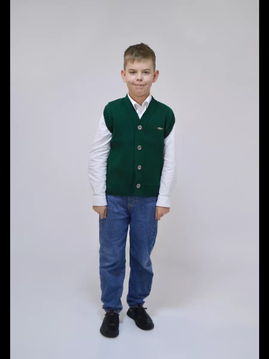 Вязаный жилет Школа Жилетка Безрукавка Свитер