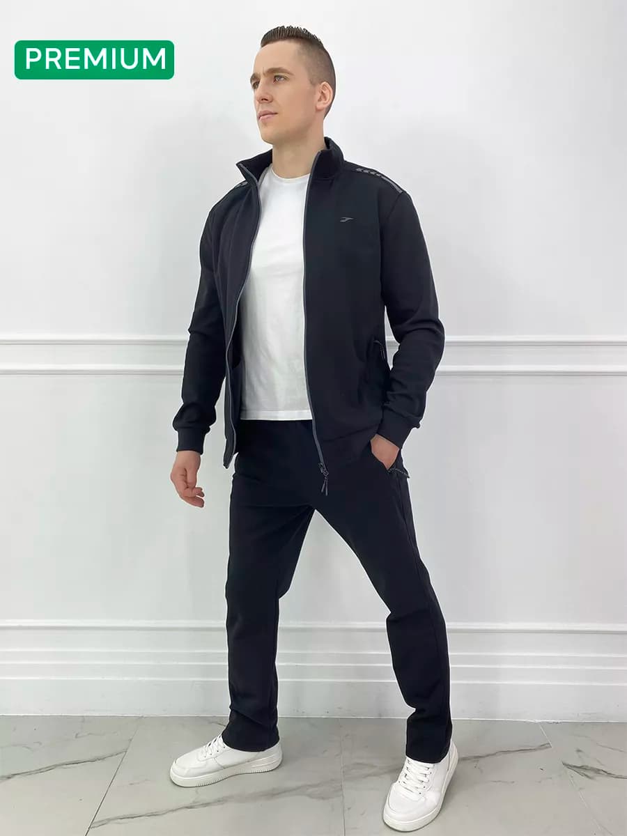 Спортивный костюм на молнии с прямыми брюками - фото 1
