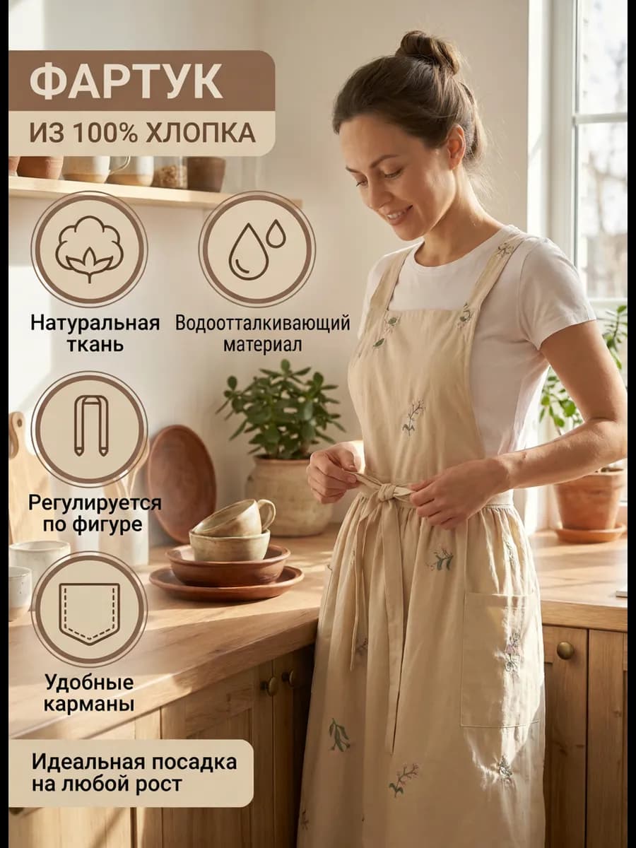 Фартук кухонный женский хлопок подарок хозяйке