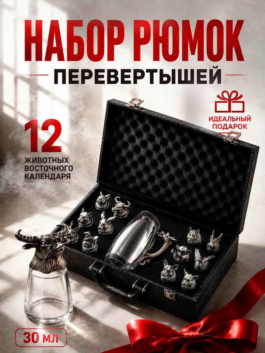 Рюмки перевертыши подарочные с графином 12 шт 30мл