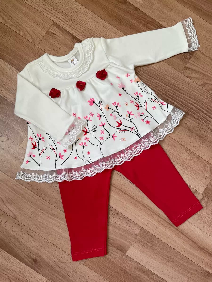 Нарядный костюм для девочки с леггинсами и платьем-туникой