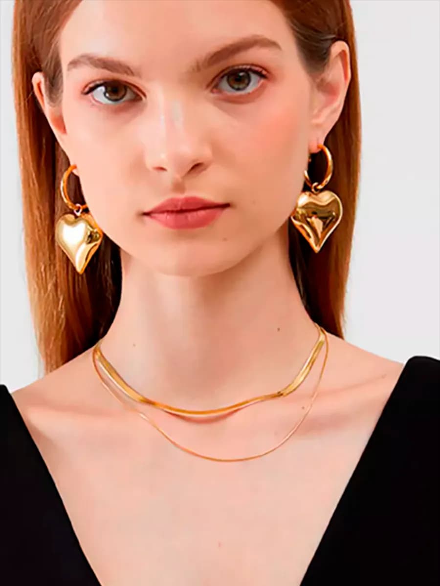 Серьги бижутерия сердце крупные