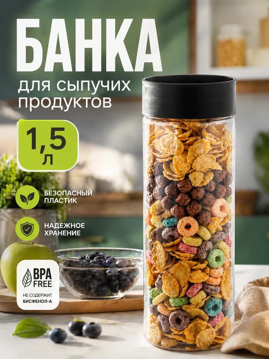 Банка для сыпучих продуктов Asti 1.5 л