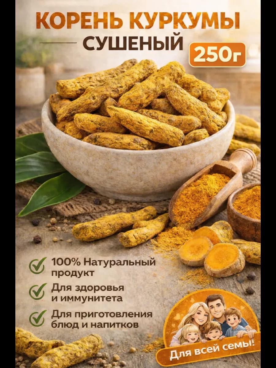 Куркума корень, сушеная натуральная