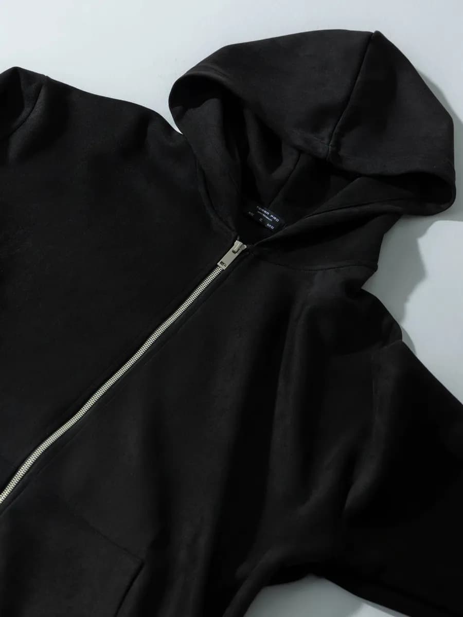 Толстовка с капюшоном замшевая