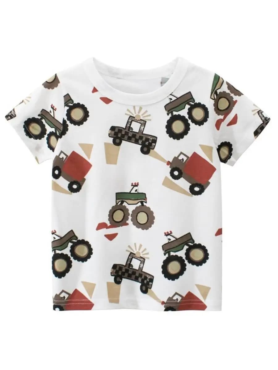 Футболка хлопковая с машинками - фото 1
