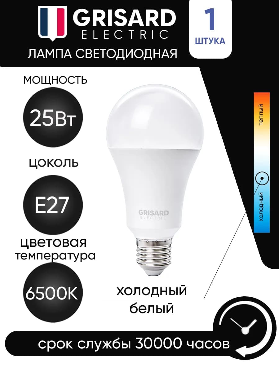 Лампочка светодиодная E27 25 Вт холодный свет 1 шт