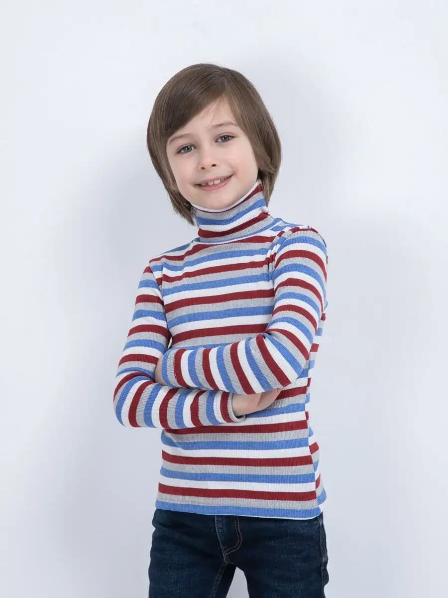 Водолазка школьная детская с горлом в полоску хлопок