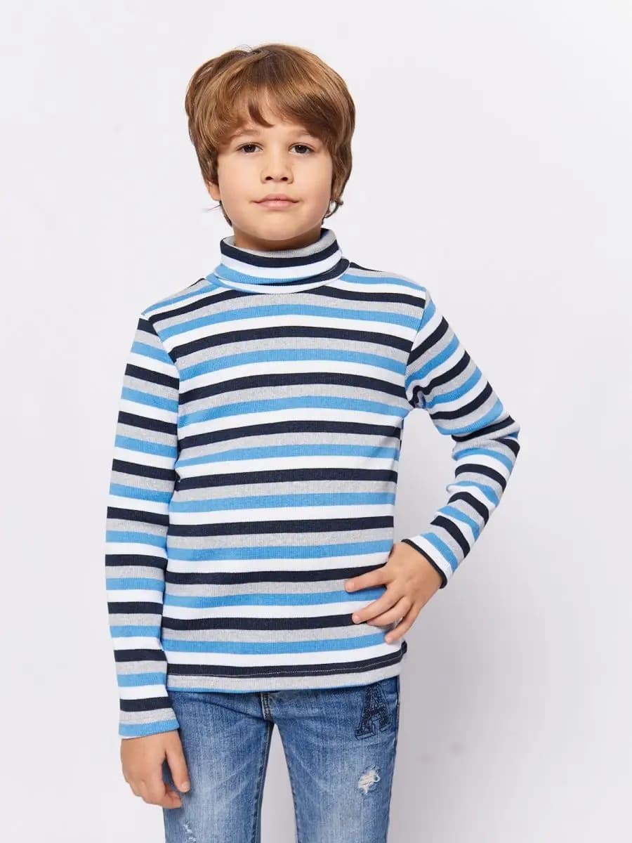 Водолазка школьная детская с горлом в полоску хлопок