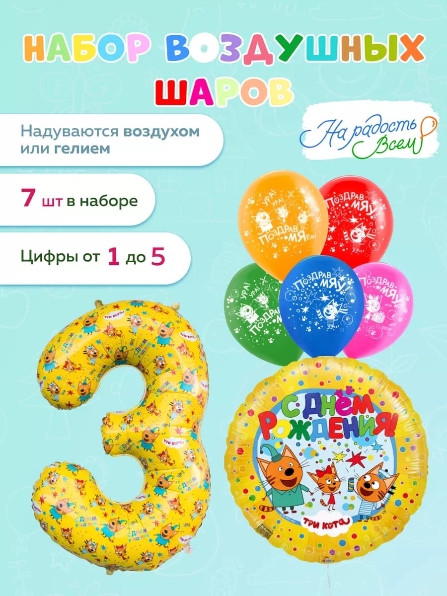 Шары воздушные набор для праздника три кота