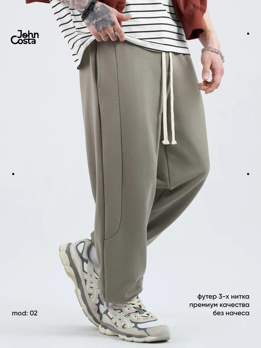 Спортивные штаны широкие джоггеры без начеса 02