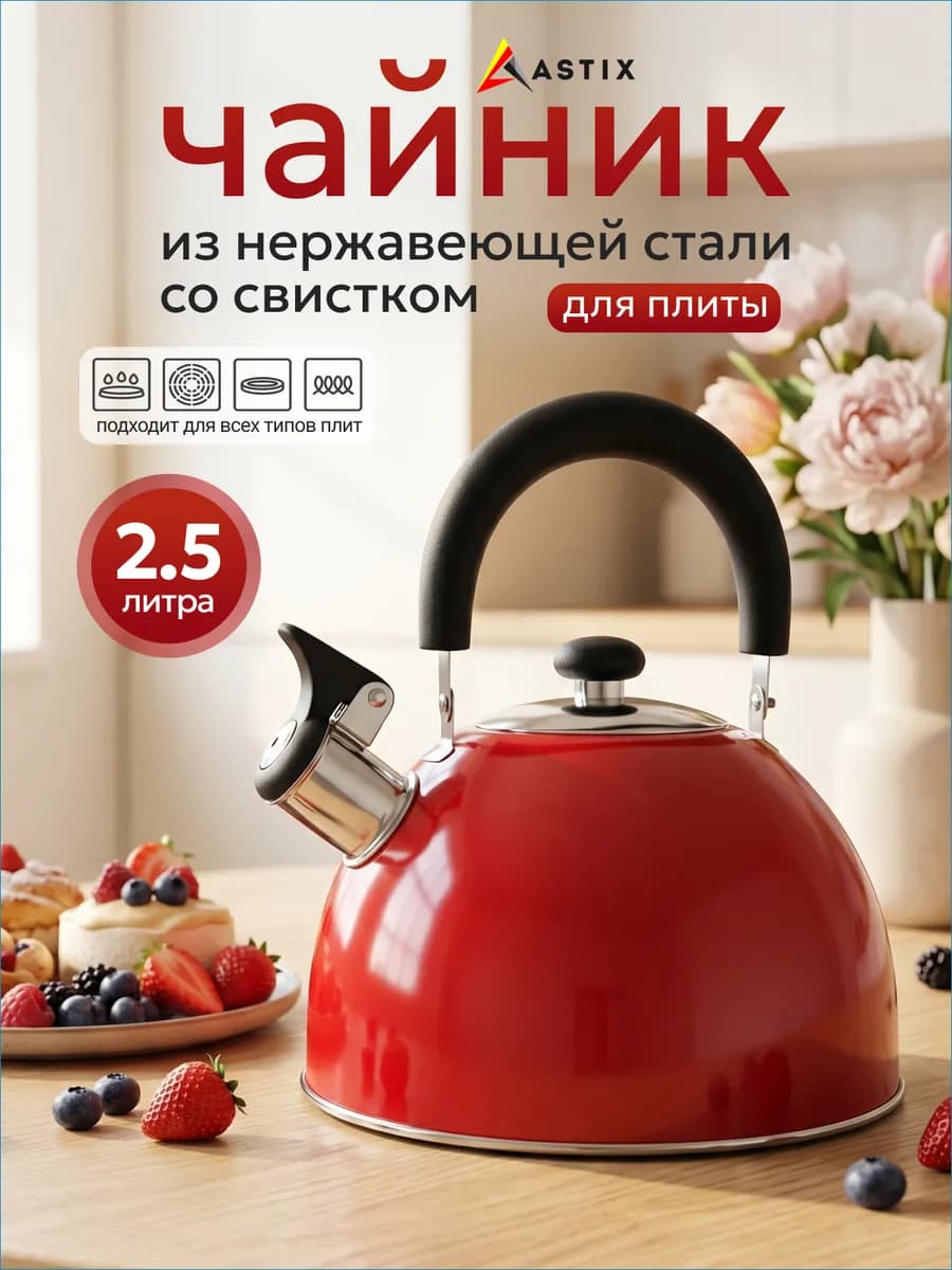 Чайник со свистком для плиты из нержавеющей стали 2,5 л