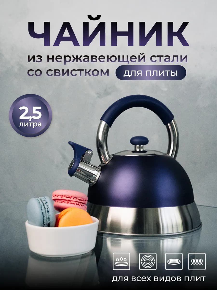 Чайник для плиты со свистком 2,5л
