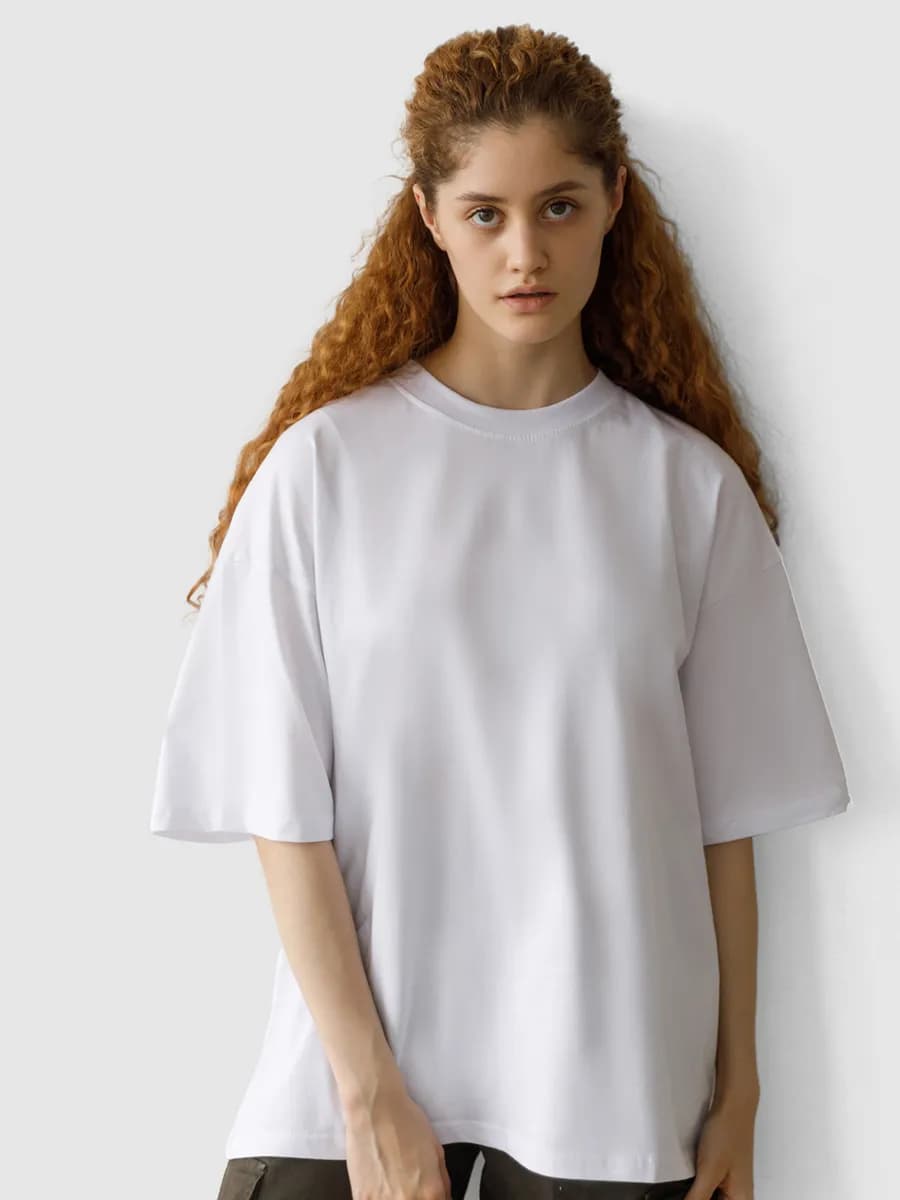 Футболка оверсайз белая хлопок однотонная