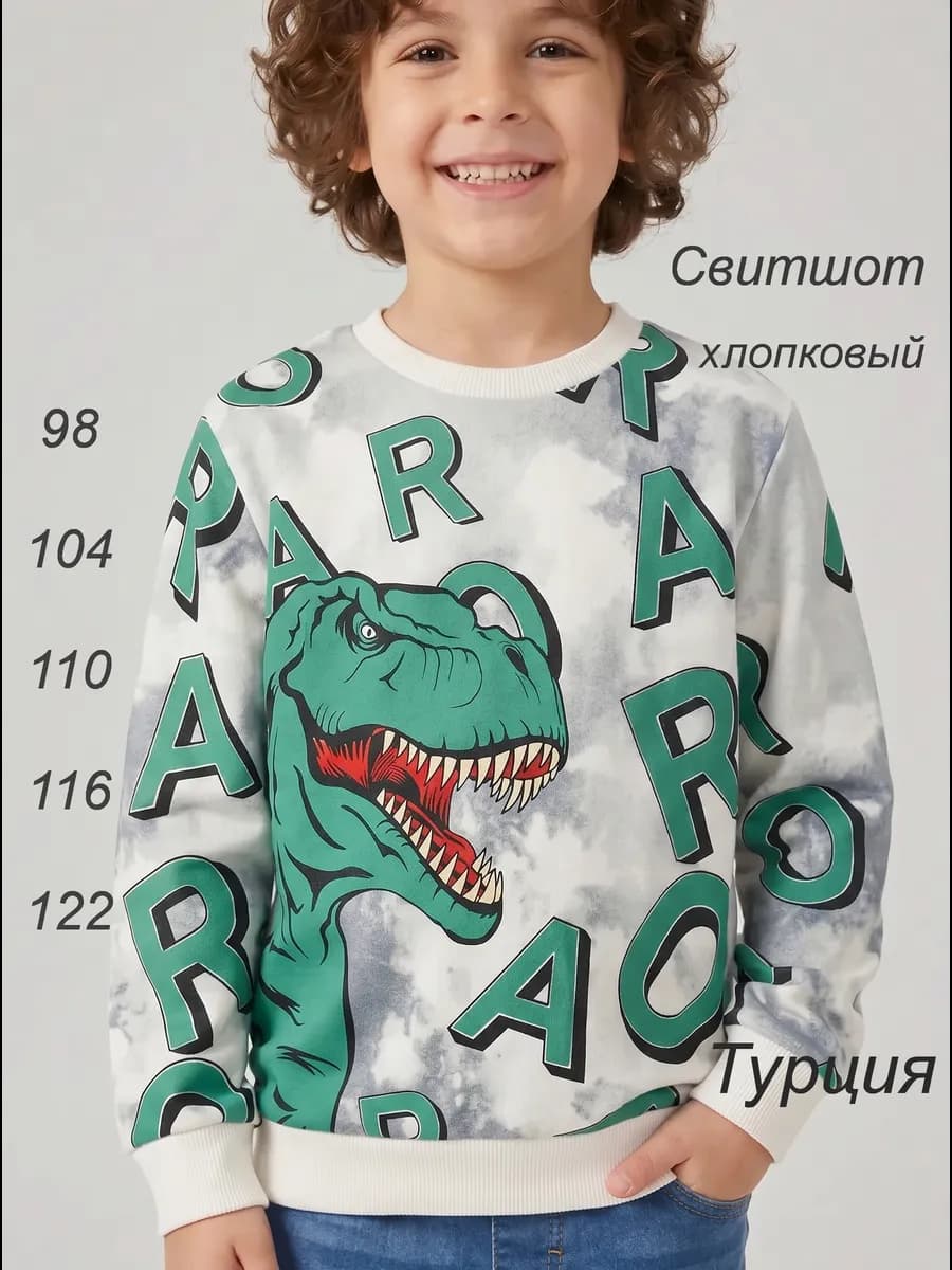 Толстовка свитшот детский без начеса хлопок