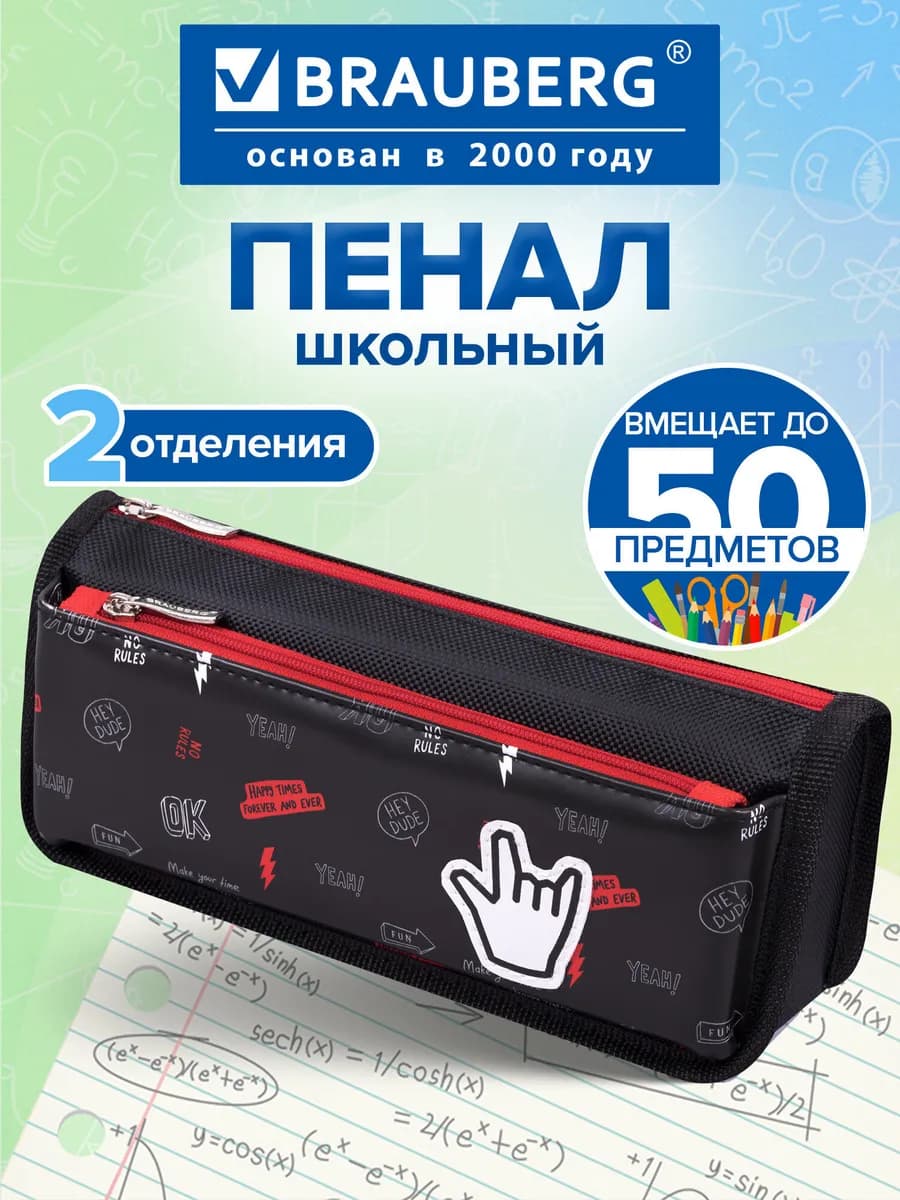 Пенал школьный косметичка мягкий 2 отделения, Cool vibes