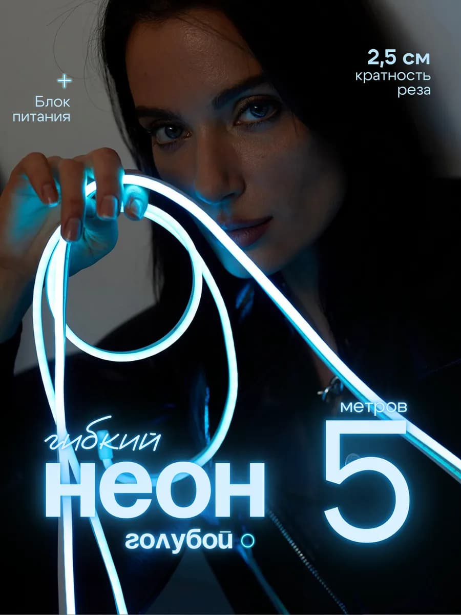 Неоновая лента подсветка гибкий неон светодиодный 5 м 12В