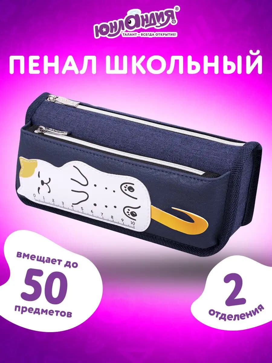 Пенал-косметичка школьный для ручек, карандашей 2 отделения