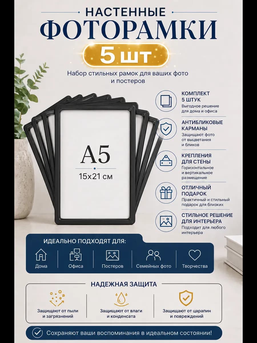 комплект фоторамок А5 на стену набор рамка 15х20