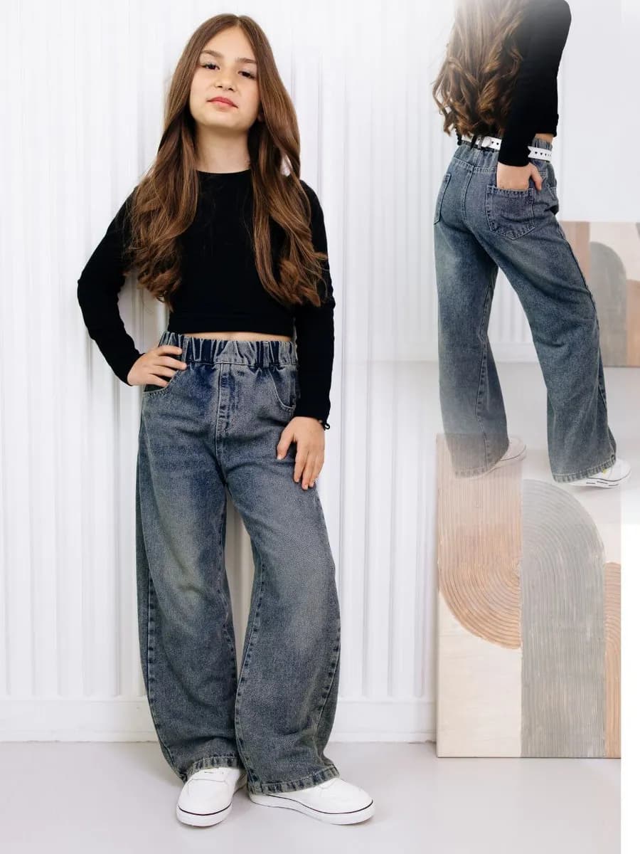 Джинсы палаццо на резинке