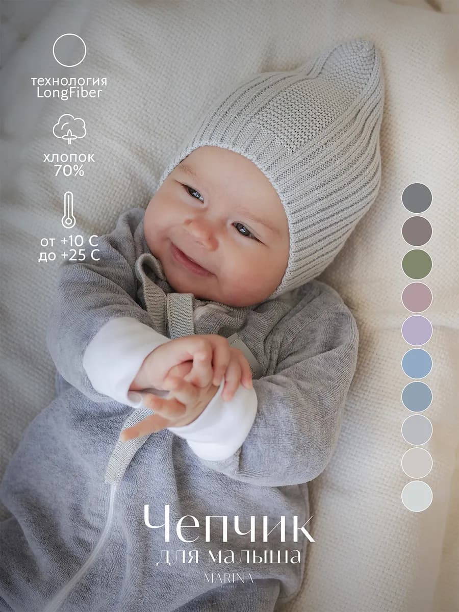 Чепчик шапочка для новорожденного