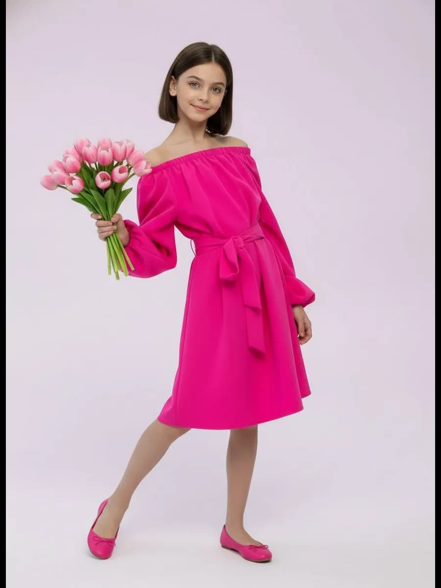 Платье праздничное с поясом вечернее - фото 1