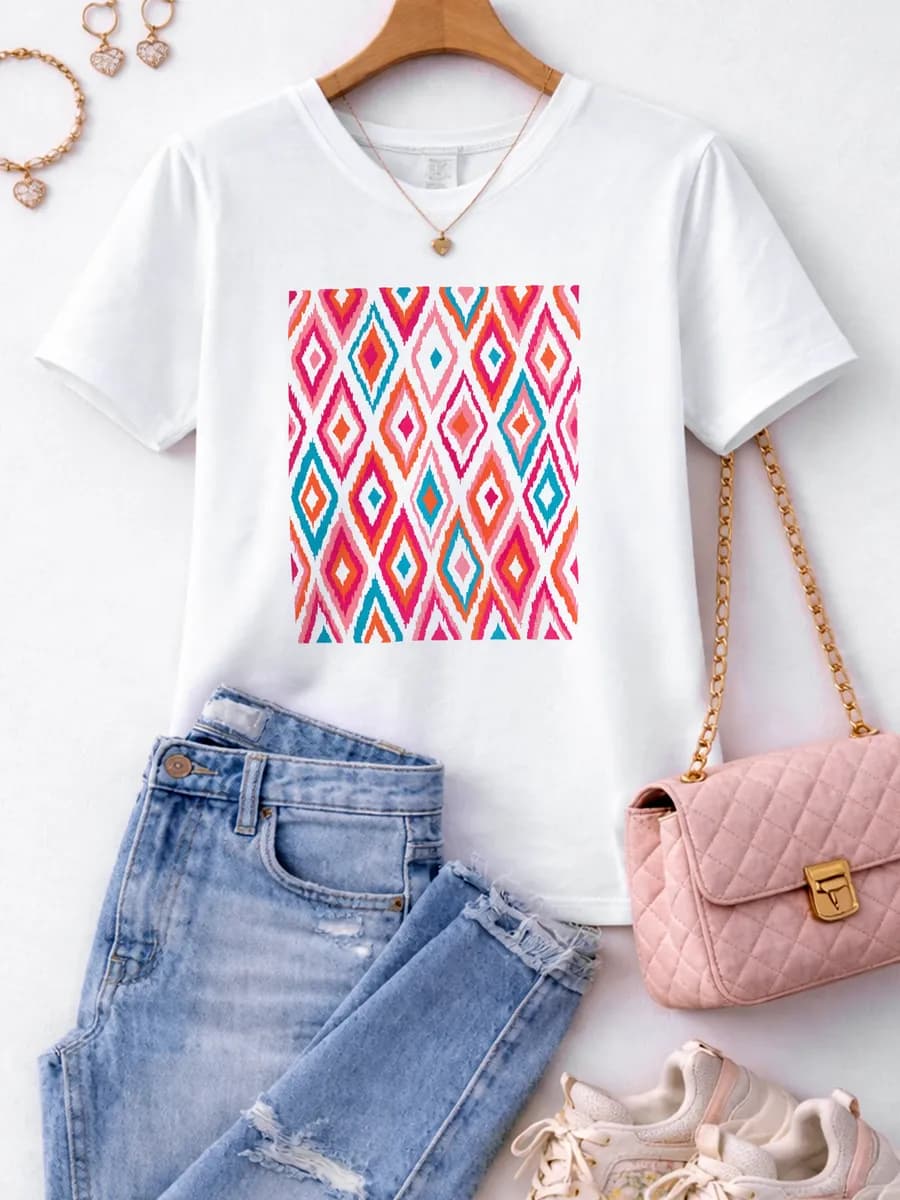 Футболка нарядная с принтом хлопковая весенняя