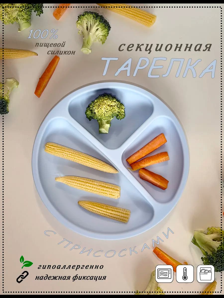 Тарелка силиконовая секционная