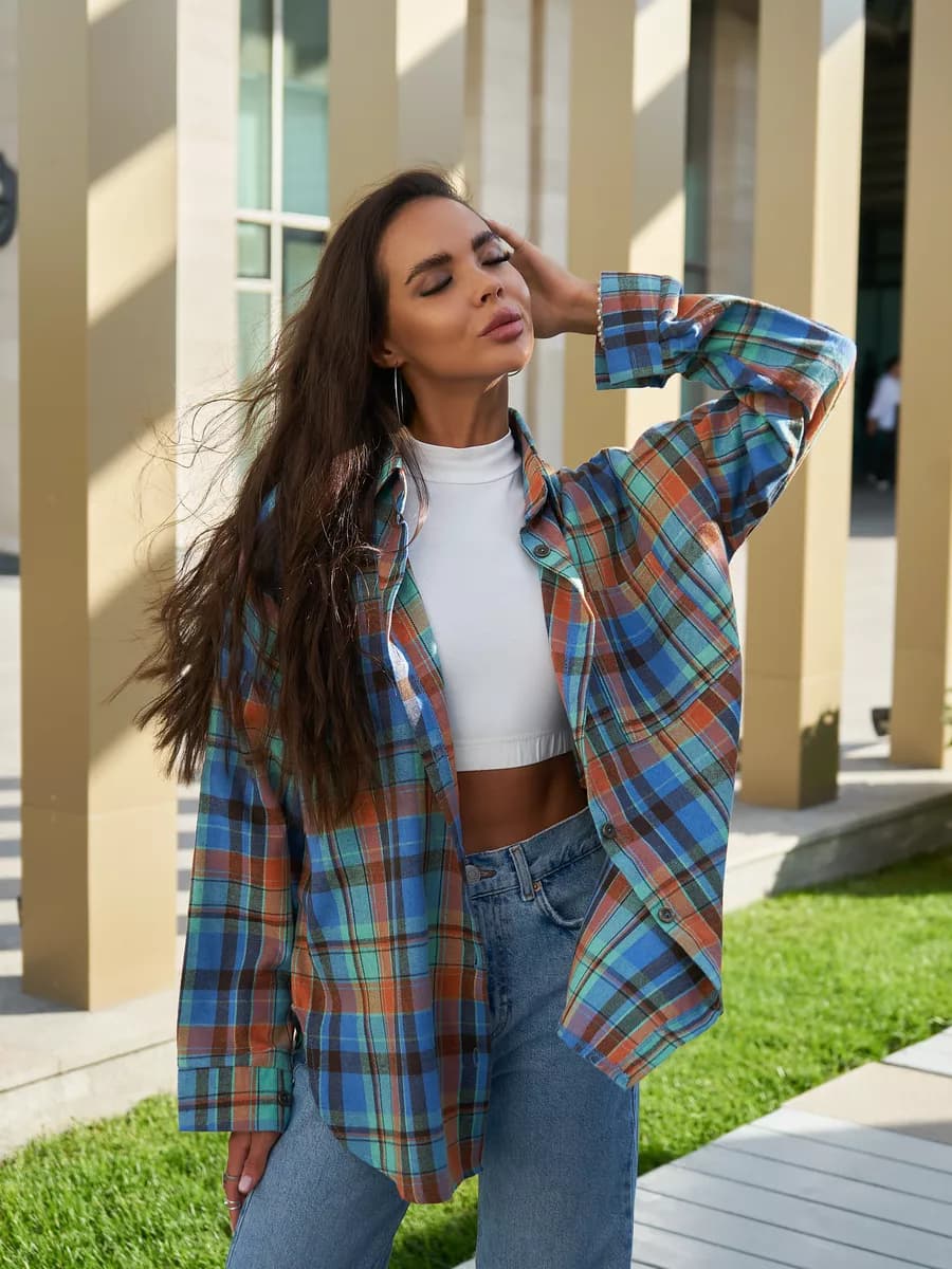 Рубашка в клетку оверсайз
