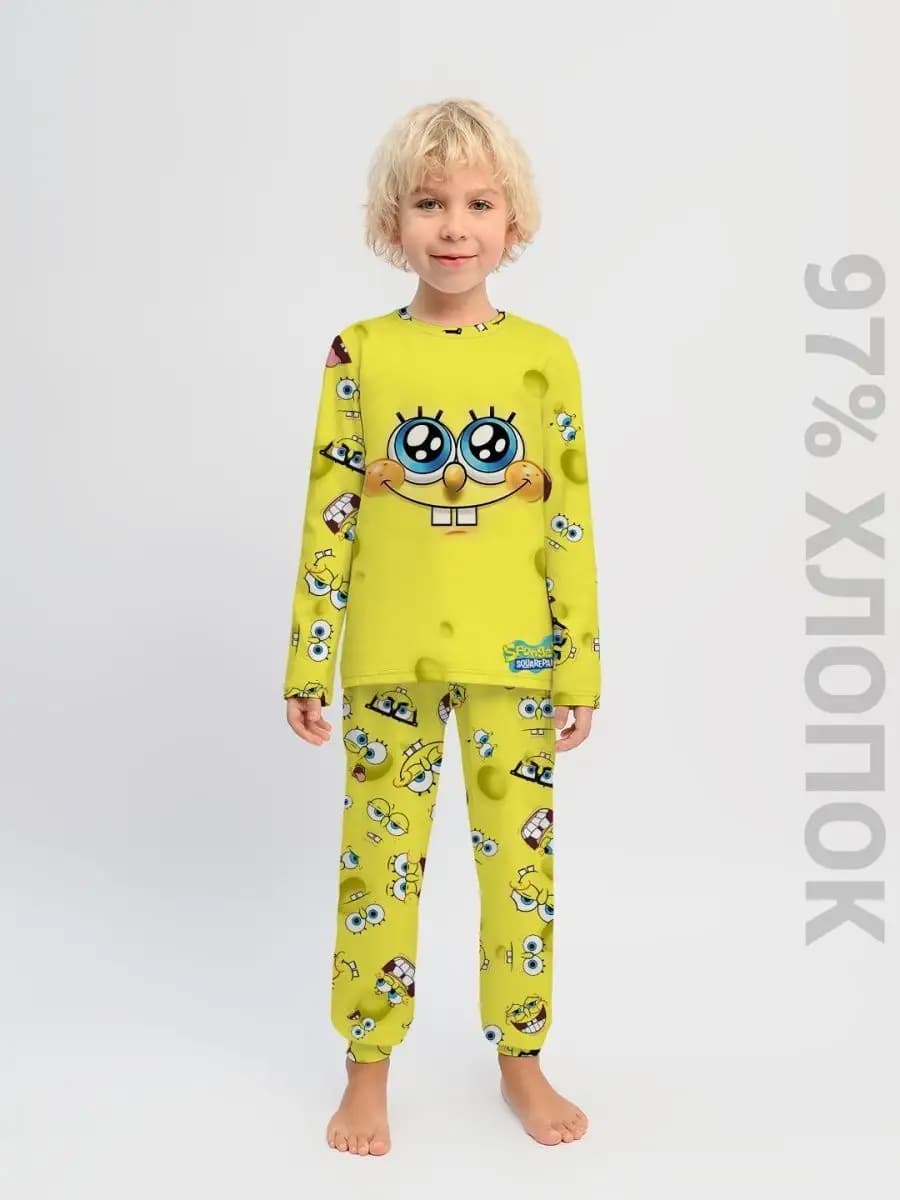 Костюм домашний Спанч Боб с лонгсливом - фото 1