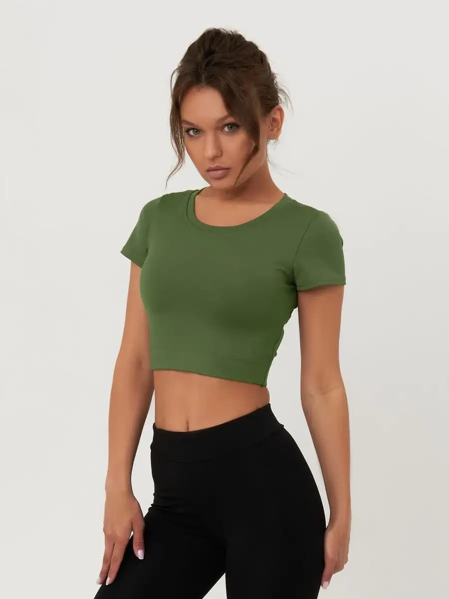 Укороченная футболка с рукавом спортивная - фото 1