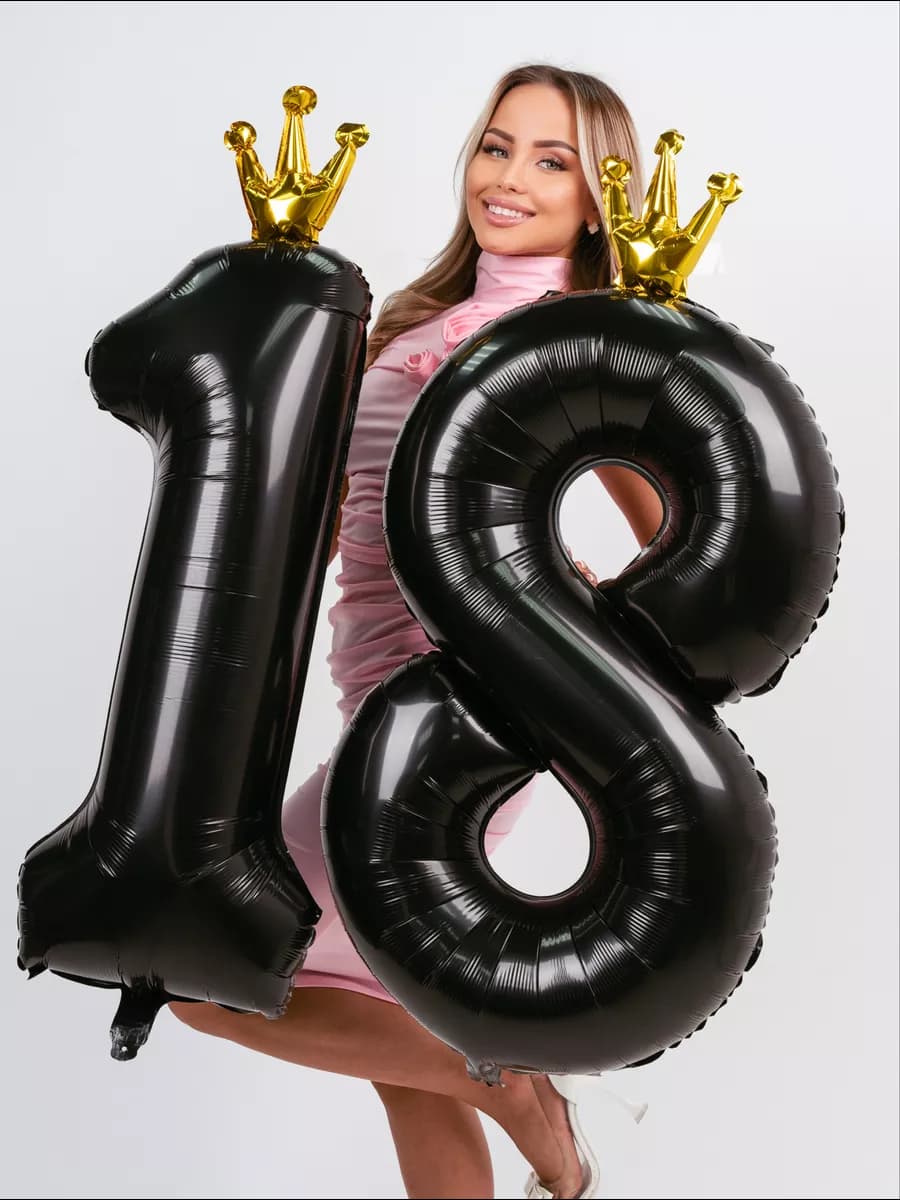 Набор черных воздушных шаров на 18 лет