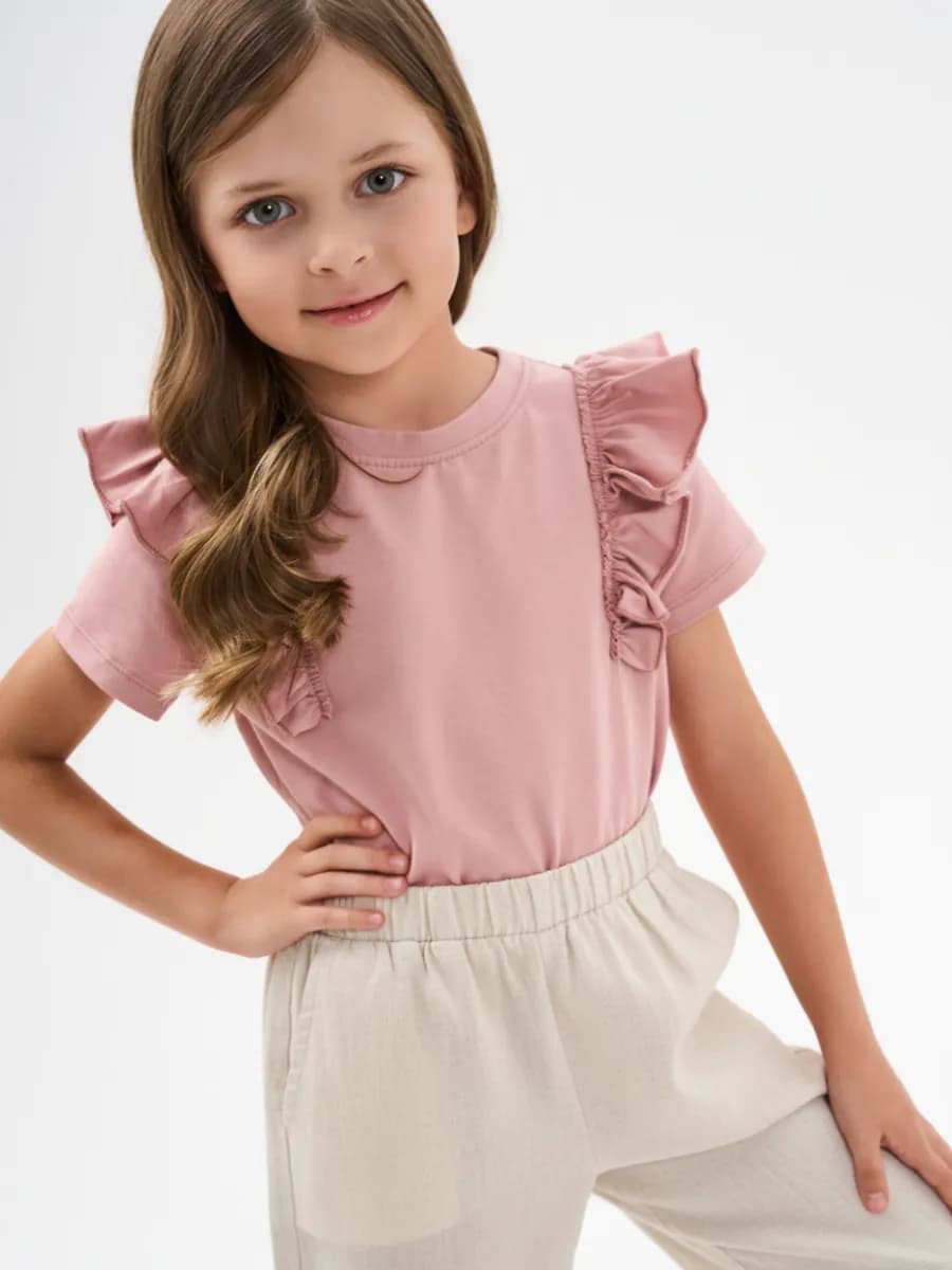 Футболка для девочки с рюшами
