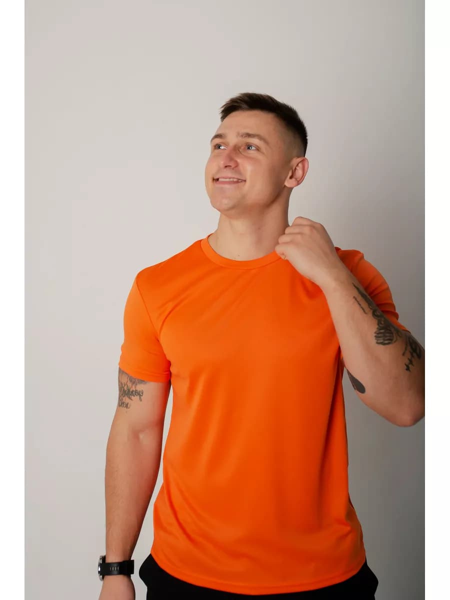 Футболка спортивная однотонная для тренировок - фото 1