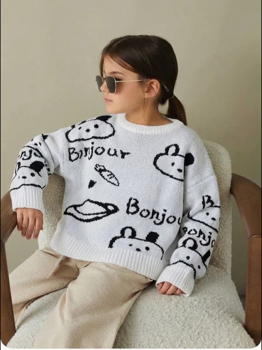 Свитер оверсайз подростковый с принтом в школу