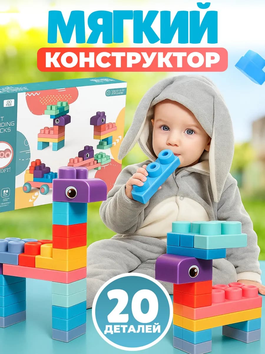Мягкий конструктор развивающий, кубики